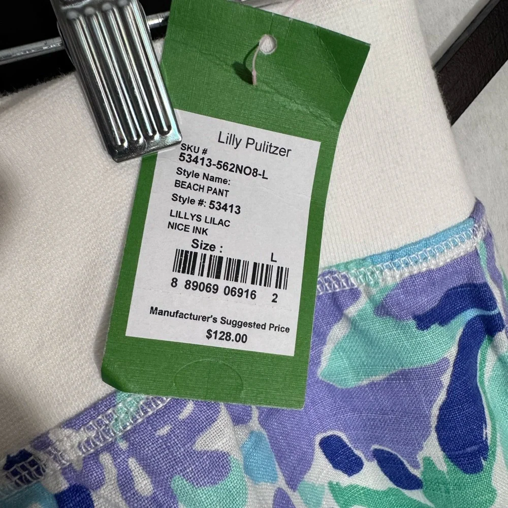 Lilly Pulitzer Linen Beach Pants size Large NWT - Picture 3 of 6